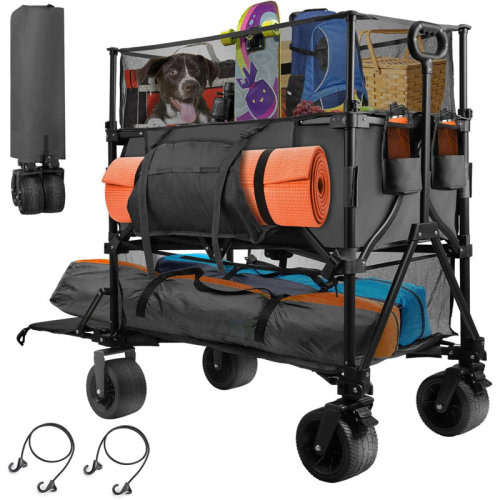 Suteck 54" Double Decker Wagon Cart with Wheels Foldable, 550L Large Capacity Collapsible Wagon, 550LBS Load Heavy Duty Wagons Carts, Retractable Height & Extra Long Folding Beach Wagon & Reviews | Wayfair