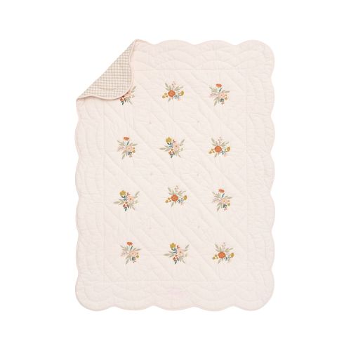 Chris Loves Julia Reversible Floral Embroidered Baby/Toddler Quilt , 36x50, Multi