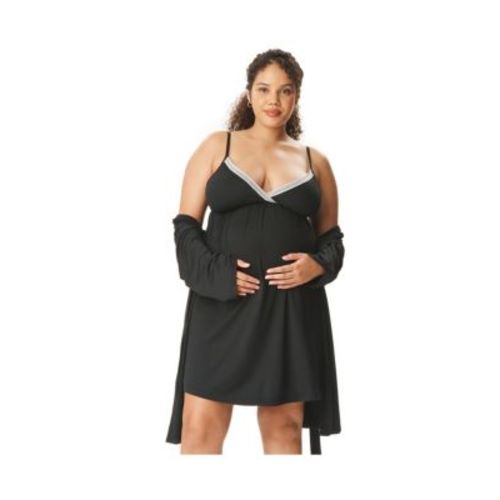 Motherhood Women's Maternity Robe and Nursing Chemise Sleep Set