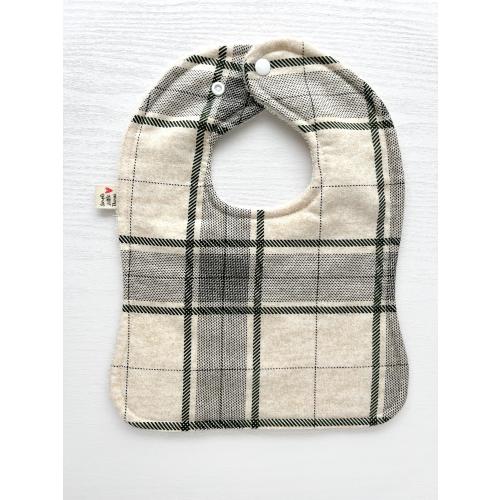 Plaid Flannel Baby Bib: Cream & Green Terry Cloth Back