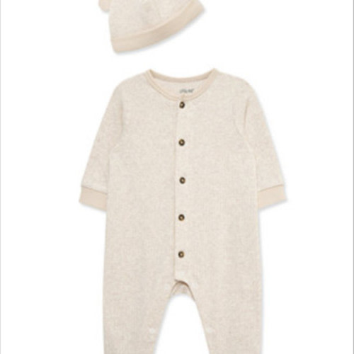 Little MeBaby Button-Down Coverall & Hat Set