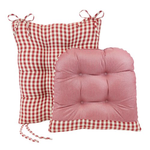 Gripper Gingham Rocking Chair Seat Cushion Set with Gripper Backing
