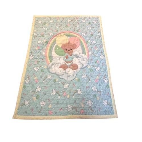 Vintage Classic Precious Moments Baby Blanket Crib Wall Throw Comforter 1980s
