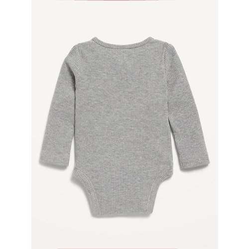Long-Sleeve Ribbed Henley Bodysuit for Baby