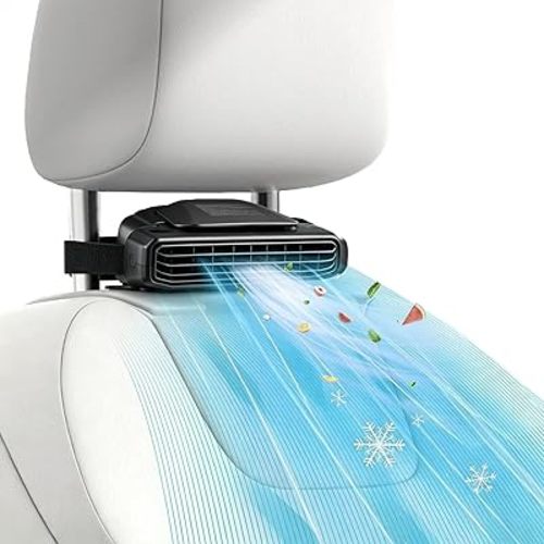2026 Upgraded 5-Speed Car Seat Fan with Seatback Cooling Airflow for Driver & Back Seat Passengers, Mini Portable USB Charging Headrest Carseat Fan for Baby Infant, Kids & Dogs (1)