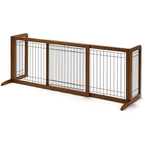 Richell Wood Freestanding Pet Gate, Large, Autumn Matte Finish
