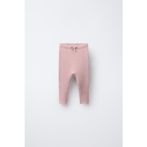 CABLE KNIT LEGGINGS - Light pink | ZARA United States