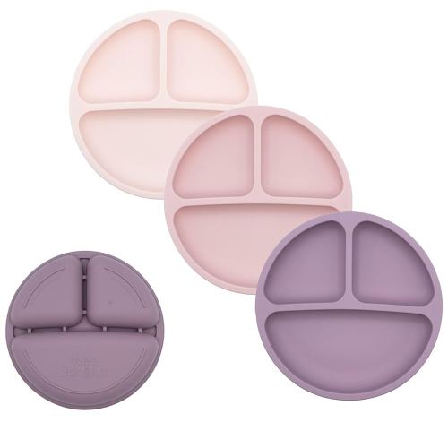 WeeSprout Silicone Divided Plates (No Lids), 100% Food Grade Silicone Plates for Toddlers & Kids, Dishwasher & Microwave Safe