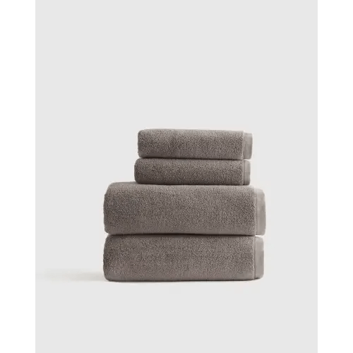 Plush Organic Turkish Cotton Bath Bundle (4 pieces) in Heather Brown