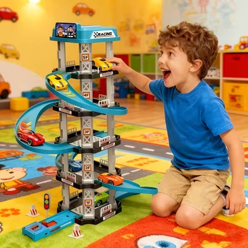 3d multi layer racing track set including 2 racing cars - Temu