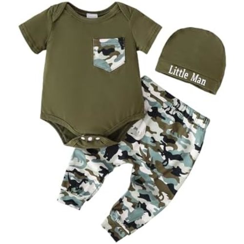 Baby Boy Clothes Newborn Romper Gift Pants Set Stribe Short Sleeve Bodysuit Hat Outfits 0 3 6 9 12 18 Months