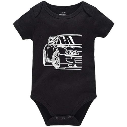 Pengshiliu Beautiful car Newborn Baby Romper Bodysuit Short Sleeve Onesie Black