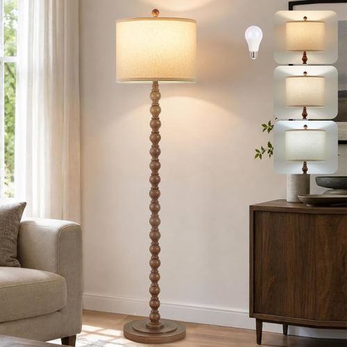 Farmhouse Floor Lamp for Living Room, 62" Tall Standing Lamp with Bulb