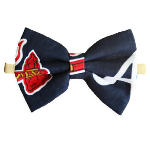 Atlanta Baseball Newborn Baby Girl To Toddler Nylon Headband Bow - Made In USA