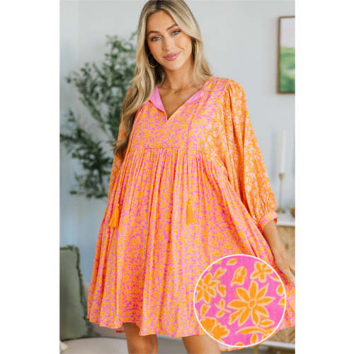 NURSING COLLECTION: Through The Years Orange Ditsy Floral Babydoll Dress