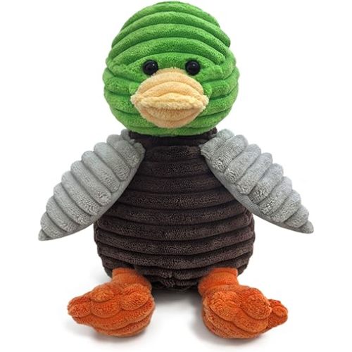 Corduroy Mallard Duck Plush Stuffed Animal, Cute Furry Green Duck Toy, Soft Cuddly Plushie Hugger Toy for Boys Girls, Gifts for Kids or Girlfriend, 9 Inches