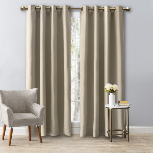 Ricardo Trading Ultimate Black Out Grommet Window Panel Curtain - Putty, 56"W x 63"L