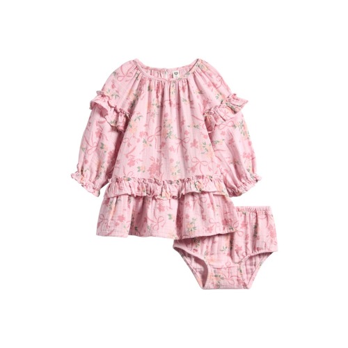 Floral Ruffle Cotton Dress with Bloomers