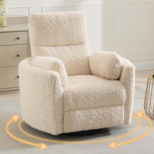 Power Swivel Glider Recliner Chair with 2 Pillows,USB & Type-C Charging Ports,Rocking Nursery Armchair for Living Room or Bedroom Beige