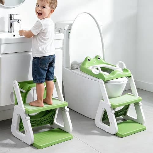 Orzbow Potty Training Seat with Step Stool, Toddler Toilet Seat with Ladder