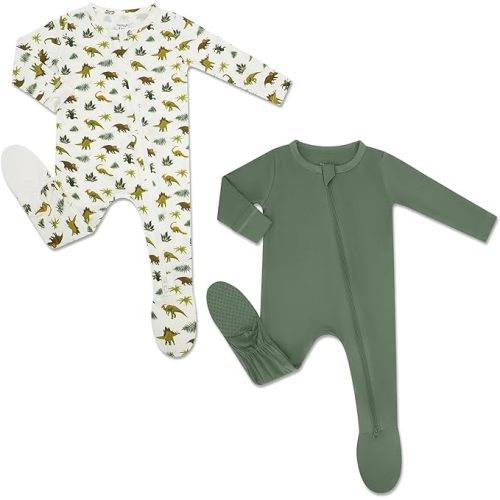 HAPIU Rayon from Bamboo Baby Footed Pajamas, 2 Way Zipper YKK, Footie for Baby Boy Girls, Newborn-24 Months