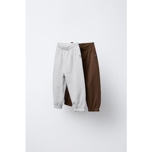 TWO-PACK OF PLUSH JOGGER PANTS WITH LABEL - Gray marl | ZARA United States