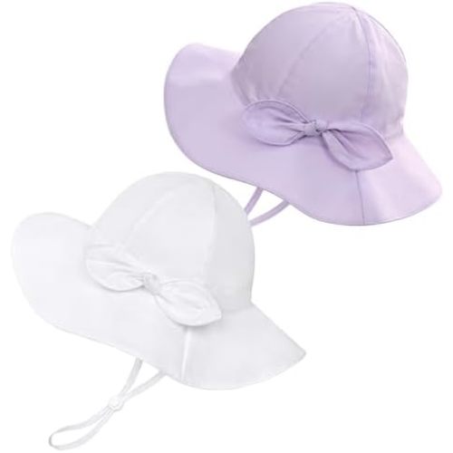 Baby Girl Sun Hat Summer Foldable Beach Hats with UPF50+ Sun Protection Wide Brim Toddler Bucket Hat Cap