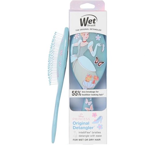 Wet Brush Disney Princess Cinderella Original Detangler Hair Brush, Pain-Free Knot Removal, Flexible Bristles Detangle Wet or Dry Strands, Works on All Hair Types, Ergonomic Handle, Reduces Breakage