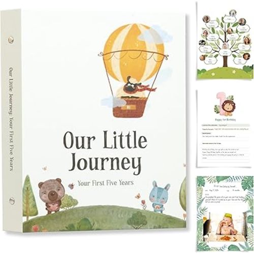 Baby Memory Book Keepsake – Simple & Personalized First 5 Years Milestone Journal for Baby Boy or Girl – Gender Neutral Baby Journal, Baby Scrapbook & Photo Album, Newborn Keepsake Gift