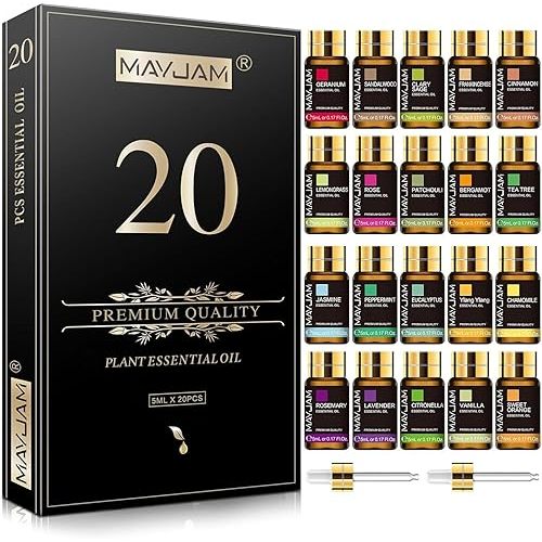MAYJAM Tea Tree 20 Pcs Pure Essential Oil Gift Set, for Diffuser, Humidifiers, Skin Care, Massage, Fragrance Oil Scent for DIY Candle and Soap Making, Gift for Friend (5ML)