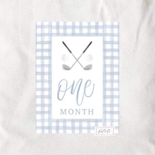 Golf Milestone Cards  Gingham Golf Milestone  Gingham  Blue - Etsy