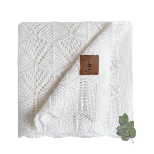 Hypoallergenic Baby Blanket - 30x40 Inches White, Oeko-TEX® Certified, Thermal-Regulating, Neutral Silky Soft Knit for Girls & Boys - Swaddle, Toddler, or Receiving Blanket