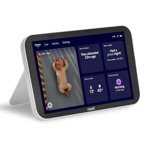 Nanit Display Screen for At-Home Viewing - 8” Touchscreen, 1080p HD Live Stream with 2-Way Audio, Night Vision & Motion Detector - Portable, Dedicated Nursery Monitor for Smart Baby Monitor