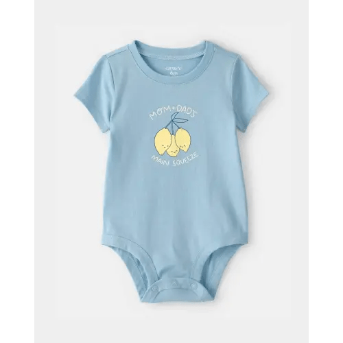 Baby 'Main Squeeze' Lemon Graphic Bodysuit - Blue | Carter's