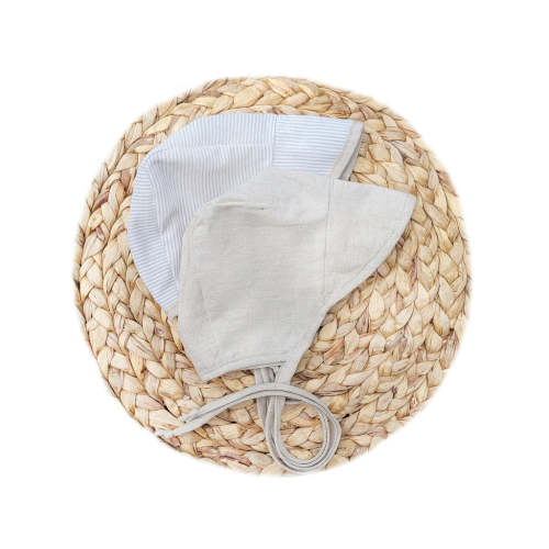 Reversible Linen Sun Bonnet with Visor – Olive and Cradle