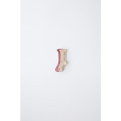 TWO-PACK OF LACE SOCKS - Pink / White | ZARA United States
