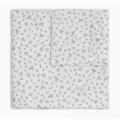 Muslin Swaddle Blanket - Rosebay Floral / Coconut + Sea