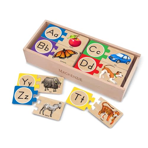Melissa & Doug Self-Correcting Alphabet Wooden Puzzles with Storage Box (52 pcs) ABC Puzzles, Wooden Alphabet Puzzle for Kids Ages 4+