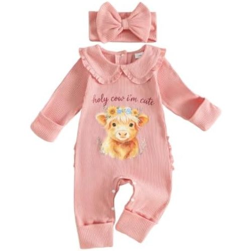 FYBITBO Western Baby Girl Clothes Newborn Cowgirl Outfit Romper Jumpsuit