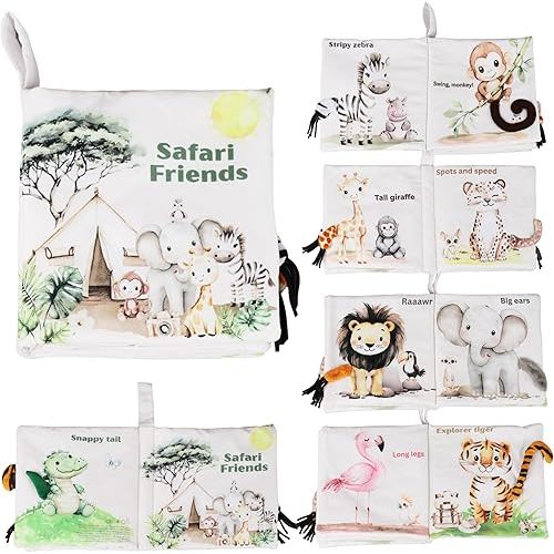 Ali+Oli Baby Cloth Book – Soft Sensory Crinkle Book with Teether for Infants 0-12 Months – Early Learning Touch & Feel Tummy Time Toy – Newborn Shower Gift for Boys & Girls - Bubble Bath