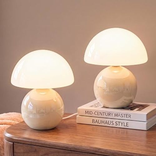 Mushroom Lamp Table Lamps Set of 2 for Bedroom Living Room,Cream