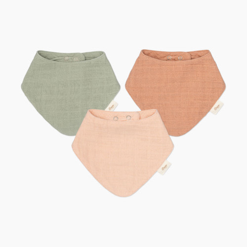 Crane Baby Cotton 4 Layer Muslin Bib Set (3 Pack) - Rose