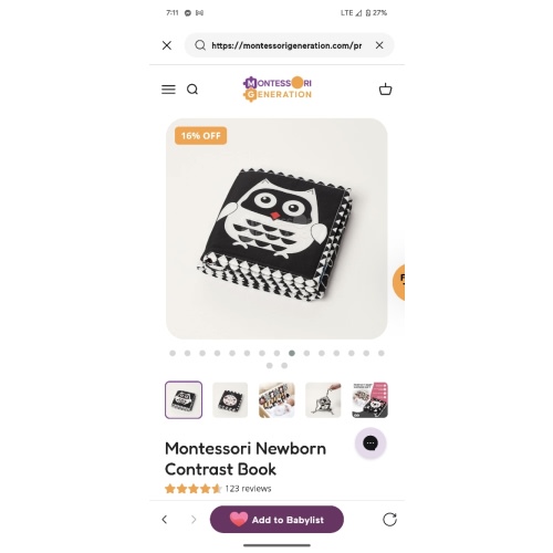Montessori Newborn Contrast Book - Your Baby's First Book!