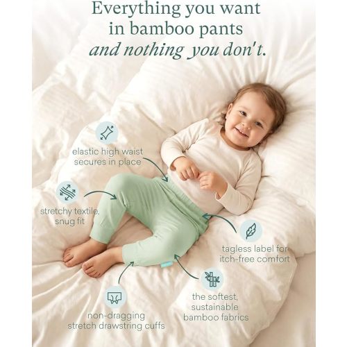 PurComfy Supersoft Baby Pants, 6-Pack Premium Bamboo Viscose Jogger Pants, Elastic Waist, Unisex 0-24 Months