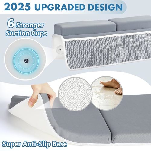 beiens Bath Kneeler and Elbow Rest Pad Set - 1.5'' Comfortable Thick Baby Bath Kneeler Pads, Quick Dry Soft Kneeling Pad for Baby Bath Time, Non-Slip Knee& Arm Support Bathtub Mat with Toys Organizer