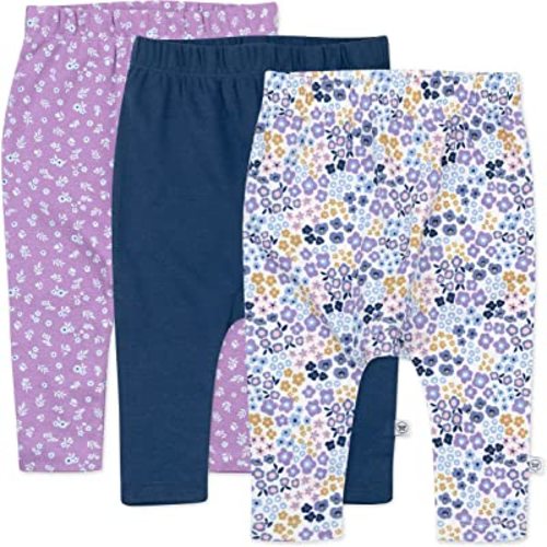 HonestBaby Multipack Harem Pants Roomy Fit Pull on Bottoms 100% Organic Cotton for Infant Baby Boys, Girls, Unisex (Legacy)