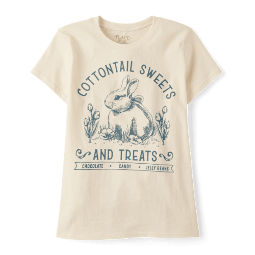 Girls Easter Cottontail Sweets Graphic Tee - Cream