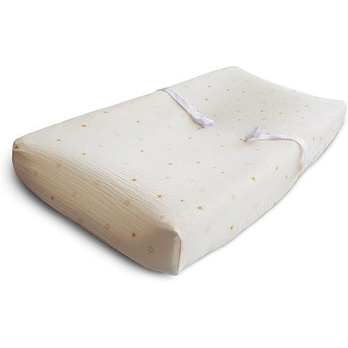 mushie Extra Soft Muslin Fitted Changing Pad Cover (Sun)