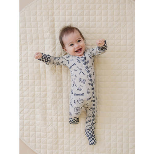 LUCKY PANDA KIDS Bamboo Zip Romper | Home Run - 6-12M