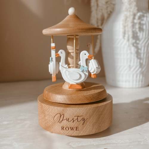 ALMOST PERFECT - Heirloom Wooden Musical Carousel - Goose